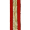 WIRED RIBBON 2.5″X10 YDS RED VELVET W/ GOLD MESH