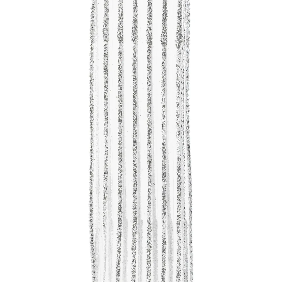 WIRED RIBBON 2.5″X10 YDS SILVER SHEER W/ SILVER GLITTER