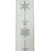WIRED RIBBON 2.5″X10 YDS WHITE W/ SILVER SNOWFLAKES IN BALL