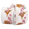 WIRED RIBBON 2.5″x10 YDS. WHITE/RED W/ GINGERBREAD & SWIRL CANDIES