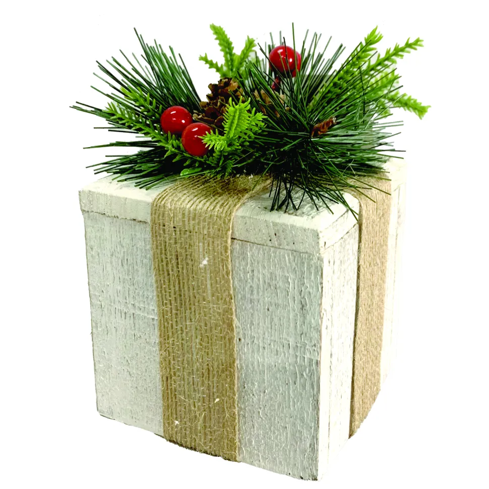 WOODEN GIFT BOX 3.5″x6″ WITH RUSTIC | BURLAP DECORATION