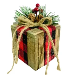 WOODEN GIFT BOX 3.5″x5″ WITH RUSTIC | BUFFALO PLAID DECORATION