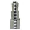 WOODEN GIFT BOX 5″X5″X13″ BLACK/ WHITE RIBBON
