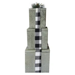 WOODEN GIFT BOX 5″X5″X13″ BLACK/ WHITE RIBBON