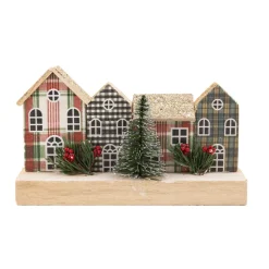 WOODEN HOUSE SCENE 5.5″H MULTI COLOR W/ TREES