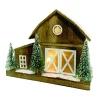 WOODEN NAT. BARN 17.5″X 6″X14″ W/ LED LIGHTS SNOW & TREES