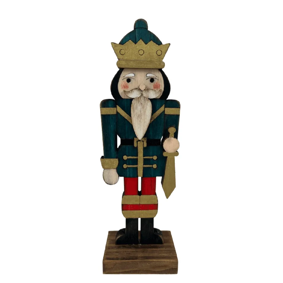WOODEN NUTCRACKER STANDING 7″ GREEN COAT