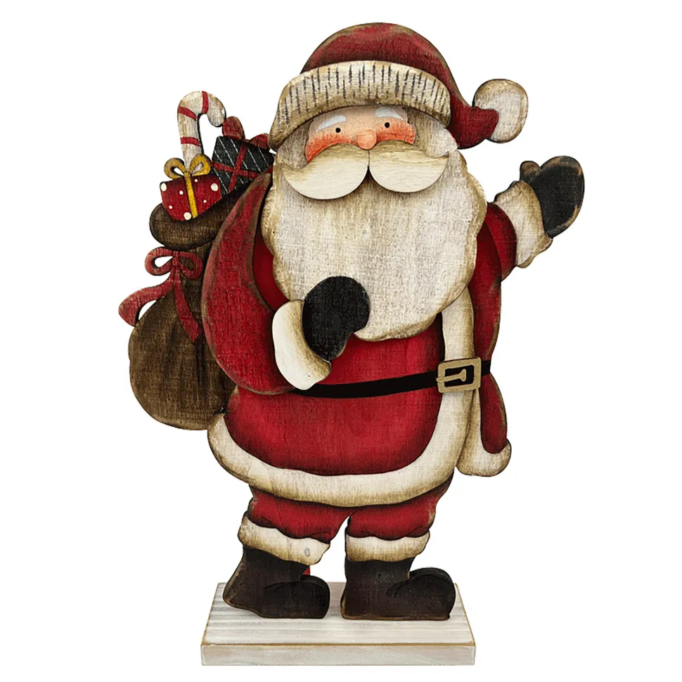 WOODEN TRADITIONAL SANTA STAND 12.5″ CARRYING GIFT