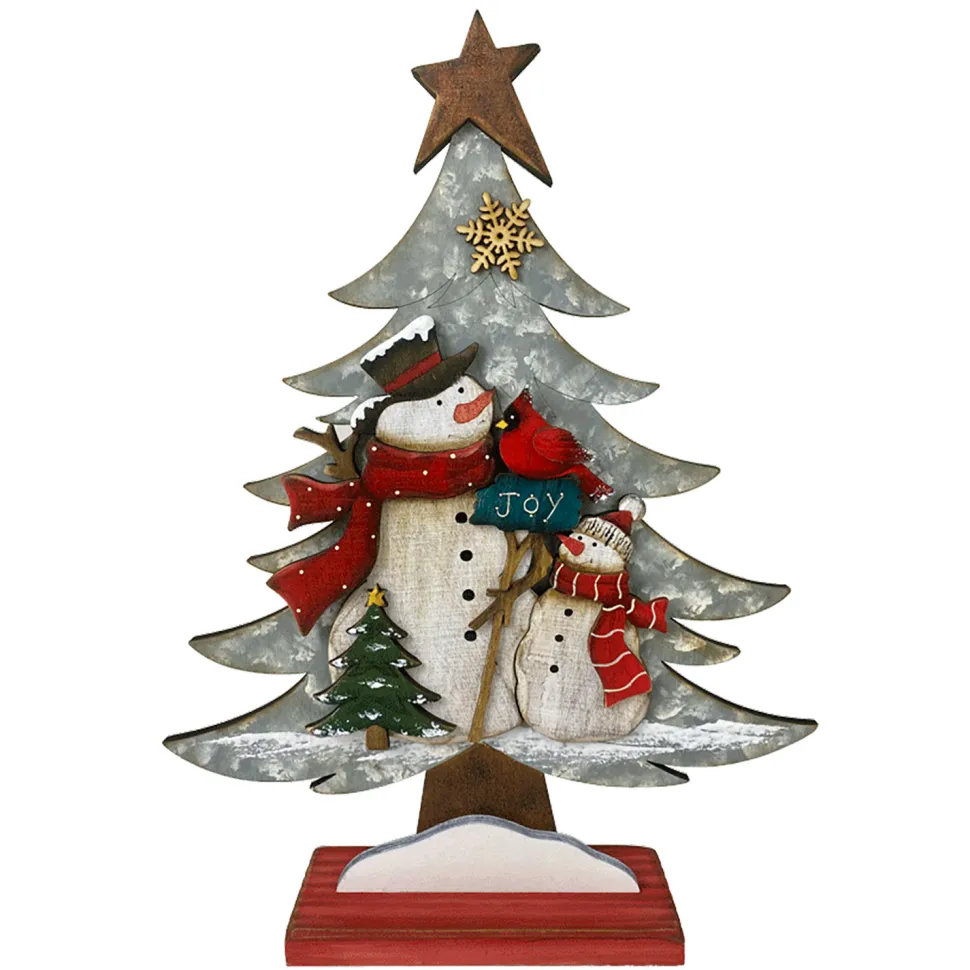 WOODEN TREE 11″X15″ W/ SNOWMAN
