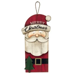 WOODEN WALL DECOR SANTA 15″ W/”MERRY CHRISTMAS”