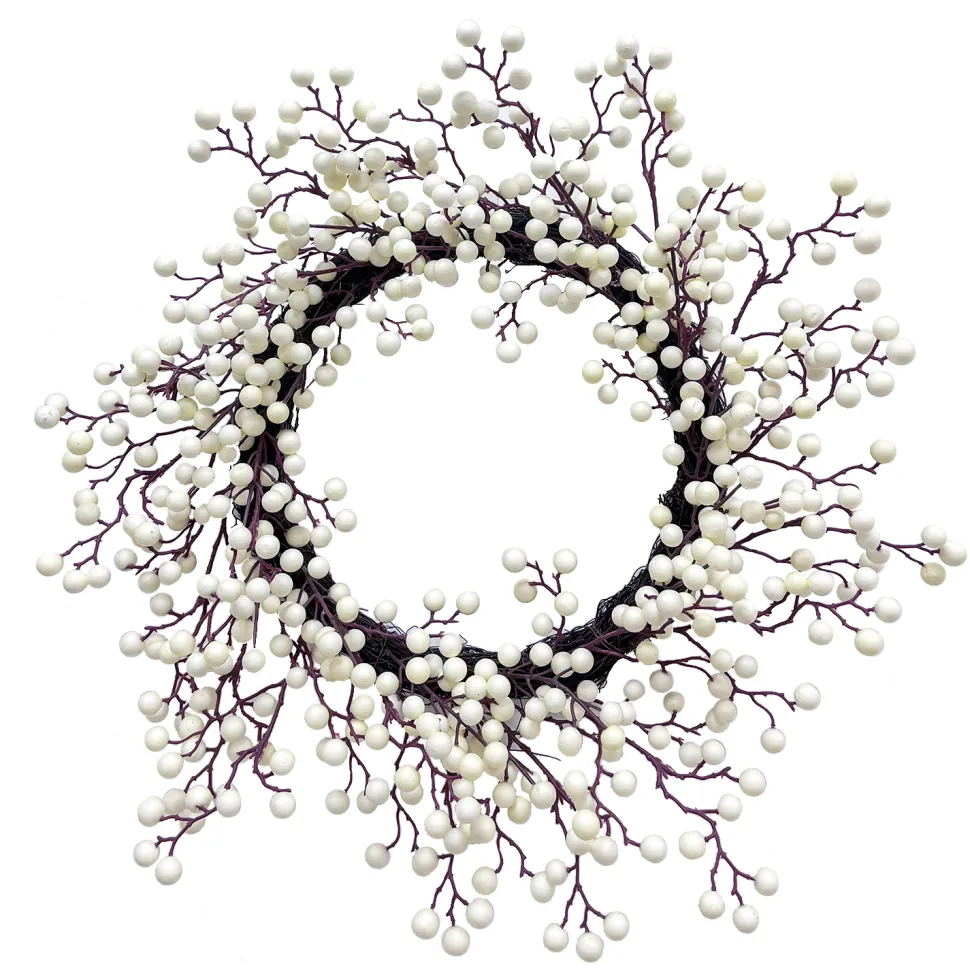 WREATH BERRY 22″ MATT WHITE
