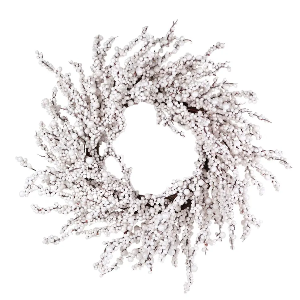 WREATH BERRY 20″ WHITE SNOW BERRY