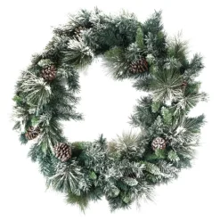 WREATH FROSTED GROUSE PINE 36′ 180 TIPS W/ PINE CONES
