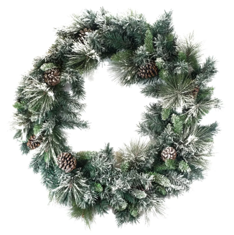 WREATH FROSTED GROUSE PINE 36′ 180 TIPS W/ PINE CONES