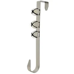WREATH HANGER 12″ W/ 3 BELLS SHINY SILVER