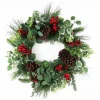 WREATH MIXED PINE, EUCALYPTUS, CONES & BERRIES 28″ GREEN/RED