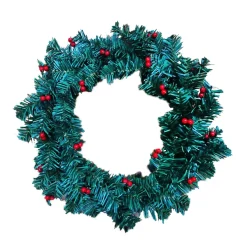 WREATH NAT PVC PINE 18″ 60 TIPS W/ RED BERRIES