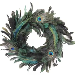 WREATH PEACOCK FEATHERS 15″