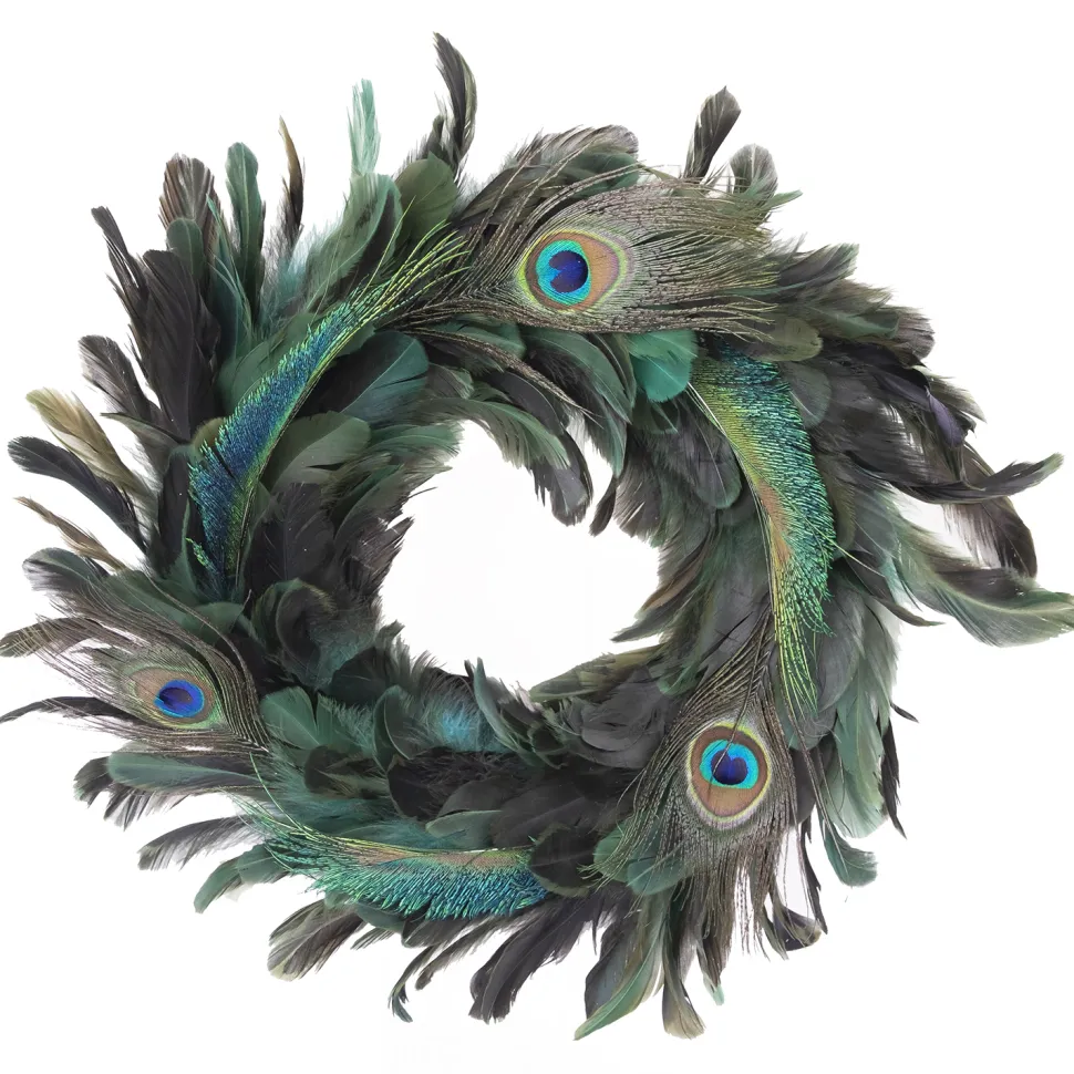 WREATH PEACOCK FEATHERS 15″