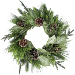WREATH PINE 26″ MIXED PINE W/ CEDAR, MAGNOLIA LEAVES & PINE CONES