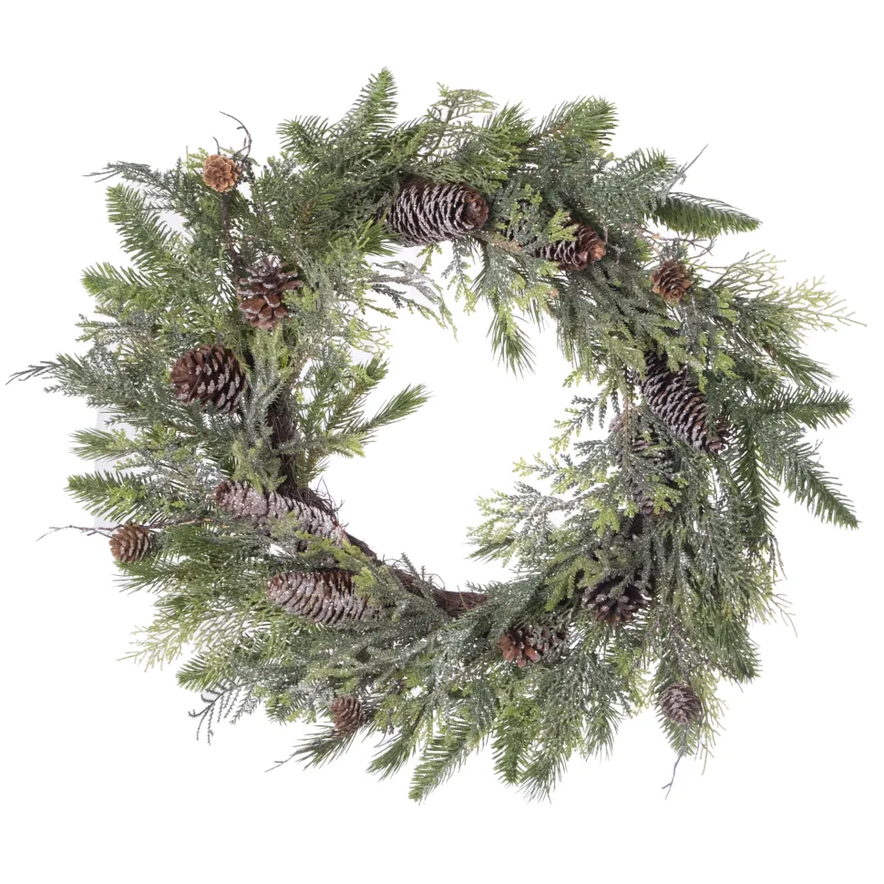 WREATH PINE 24″ MULTI NEEDLE PINE W/ PINE CONES