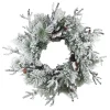 WREATH PINE FLOCKED 28″ MIXED PINE W/ PINE CONES