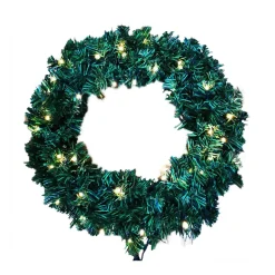WREATH PRE-LIT NAT. SHERWOOD PINE 24″/ 150 TIPS 50 LED LIGHTS B/O (3D BAT. NOT INCLUDED)