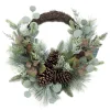 WREATH RATTAN 24″ MIXED PINE, CEDAR, EUCALYPTUS, & PINE CONES