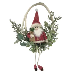WREATH SANTA 25″ CREAM/NATURAL W/ BERRIES & GREENERY